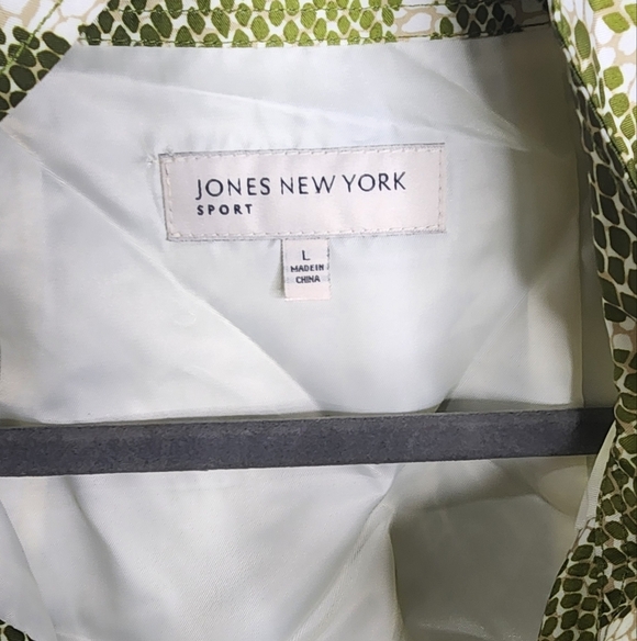 Jones New York Sport Woman's  Green Snake Print Lt Weight Jacket Sz L - Picture 8 of 10